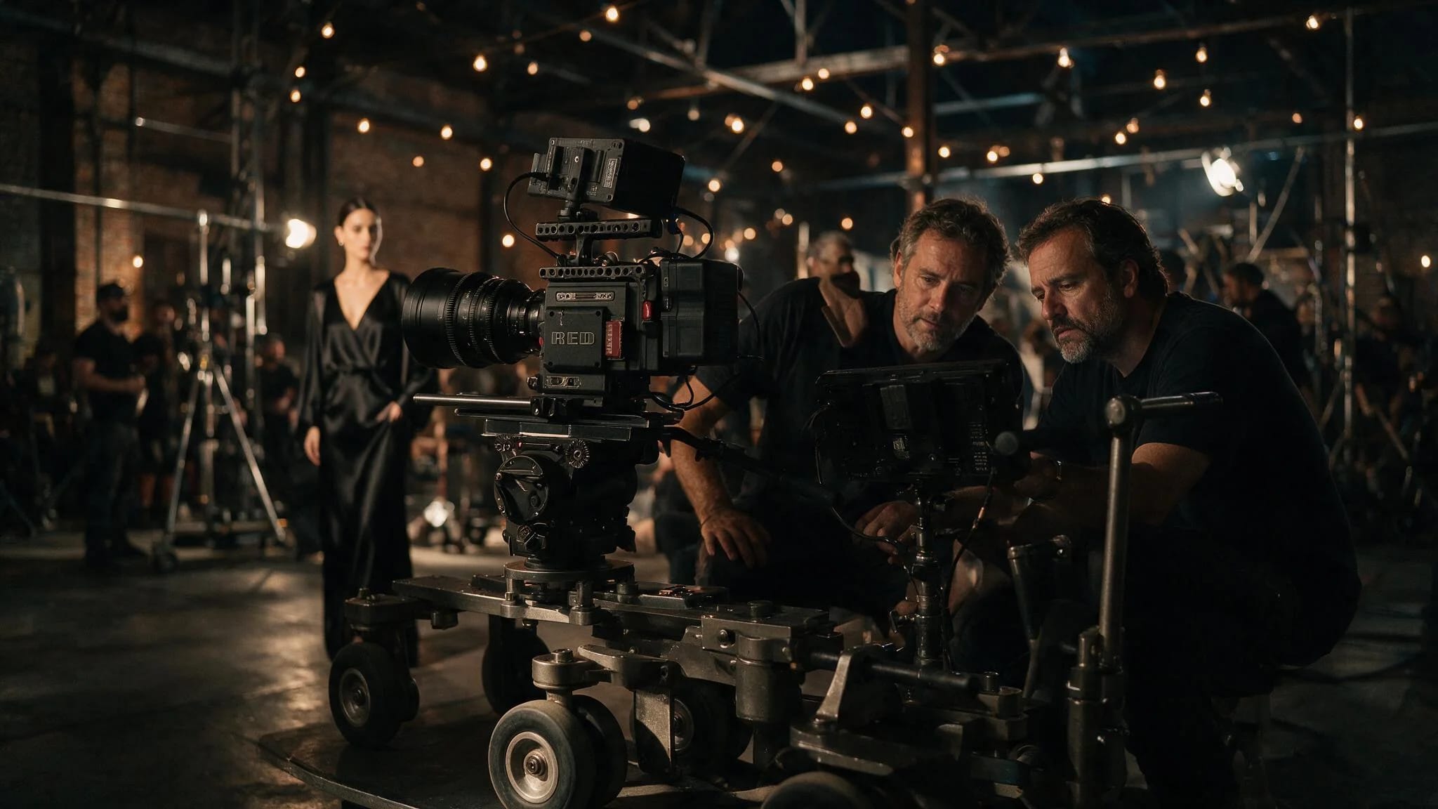 Produção de fashion film em São Paulo — set com equipe e câmera profissional