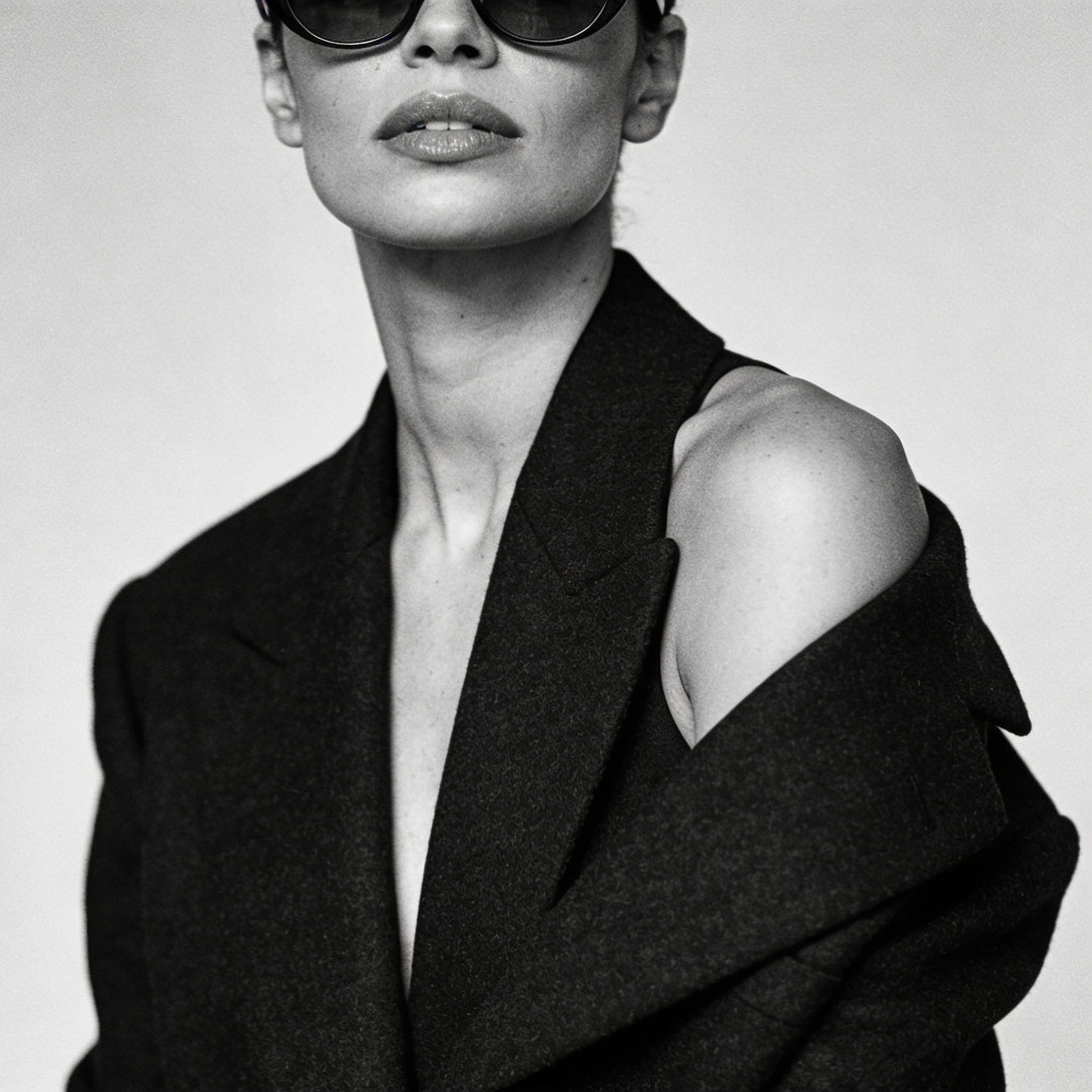 Foto editorial premium para executiva com tratamento fine art em preto e branco